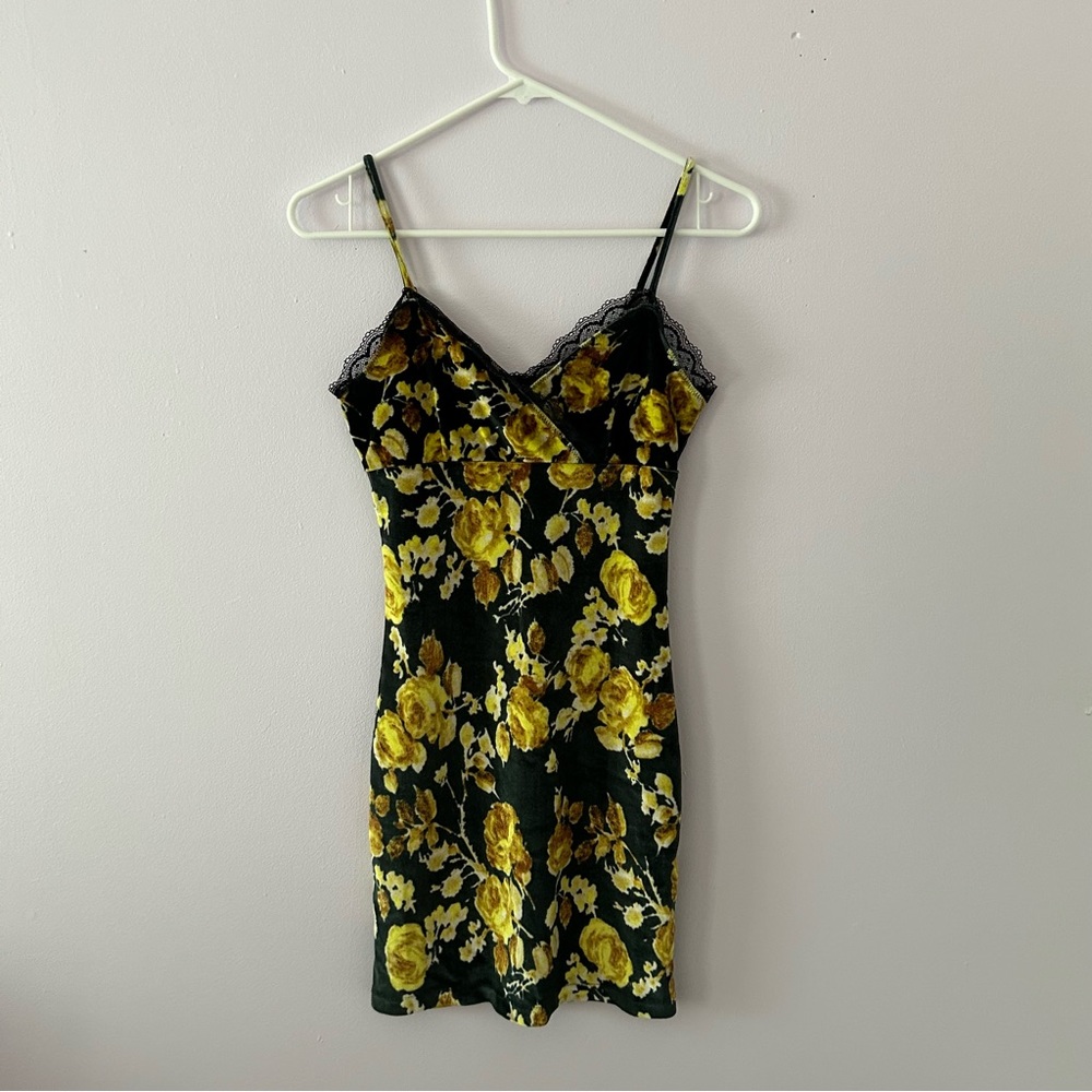 Urban Outfitters lace detail, velvet slip dress